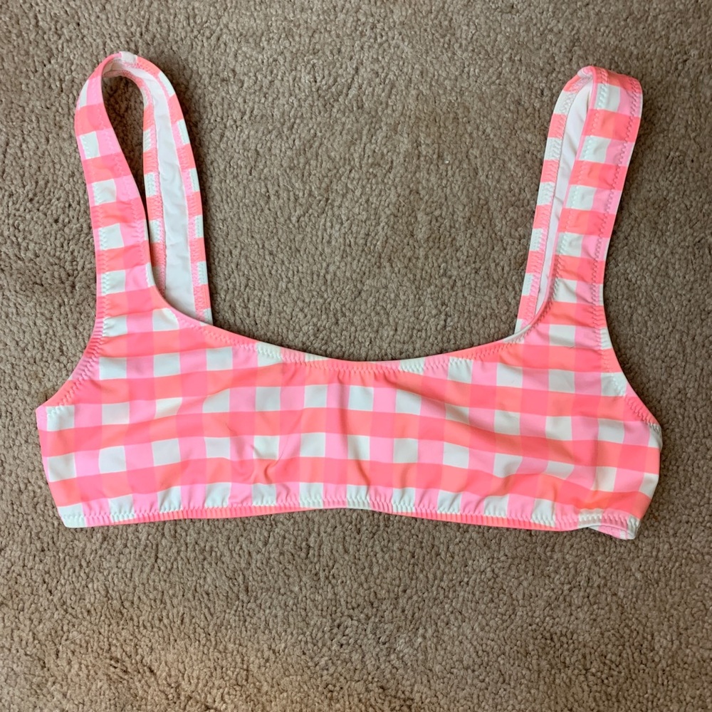 Pink Gingham Swim Top